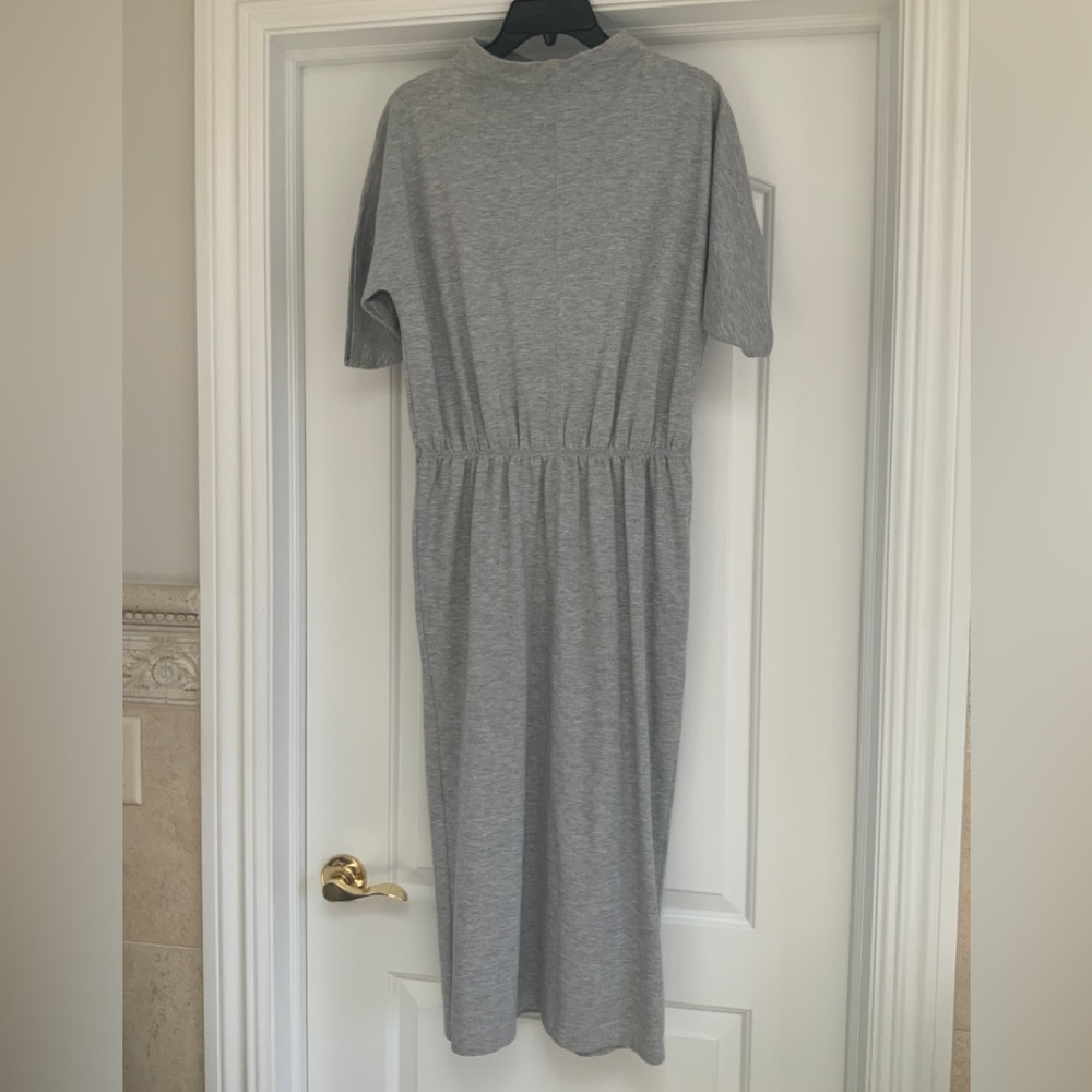 Prologue Batwing Short Sleeve Mock Turtleneck Dress Heather Gray